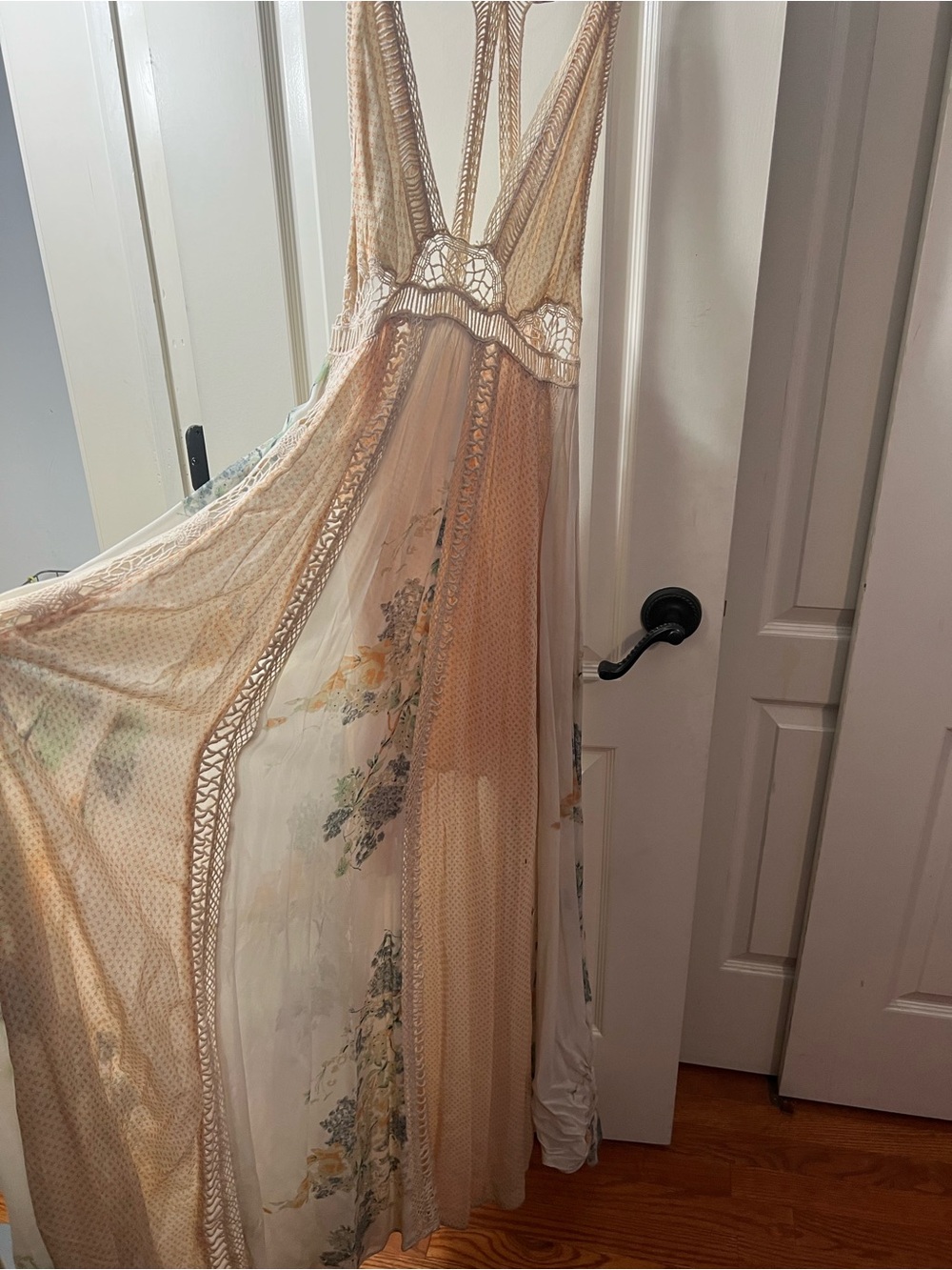 Free People Cream & Floral Crochet-Trim Maxi Dress - Picture 2 of 4